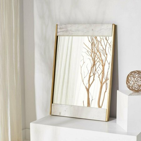 SAFAVIEH 24 x 2 x 35.75 in. Kandi Faux Marble Mirror, Brass & White CMI1006A